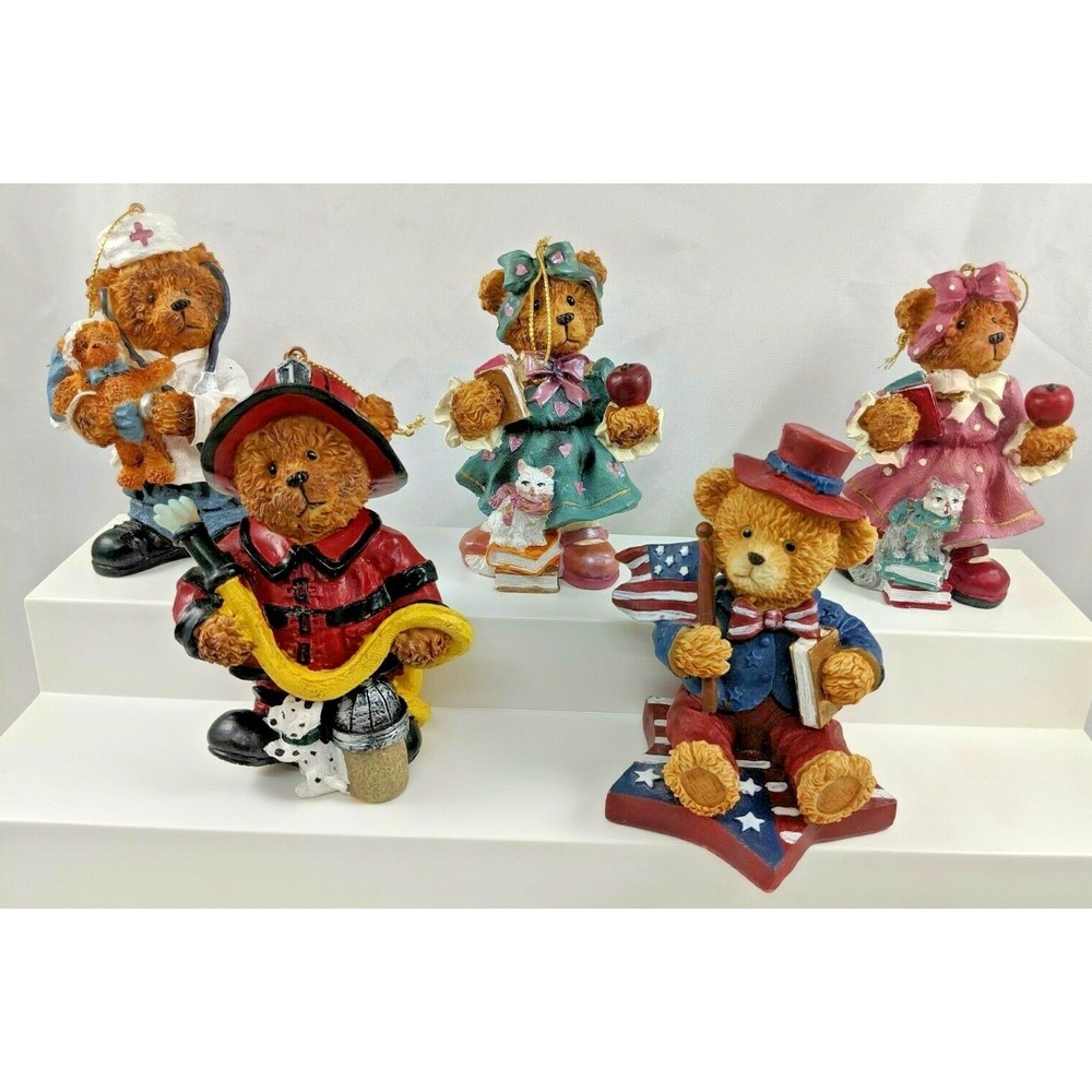 Dandee‎ Teddy Bear Hanging Ornament Figures 4 to 5 Inch Lot of 5